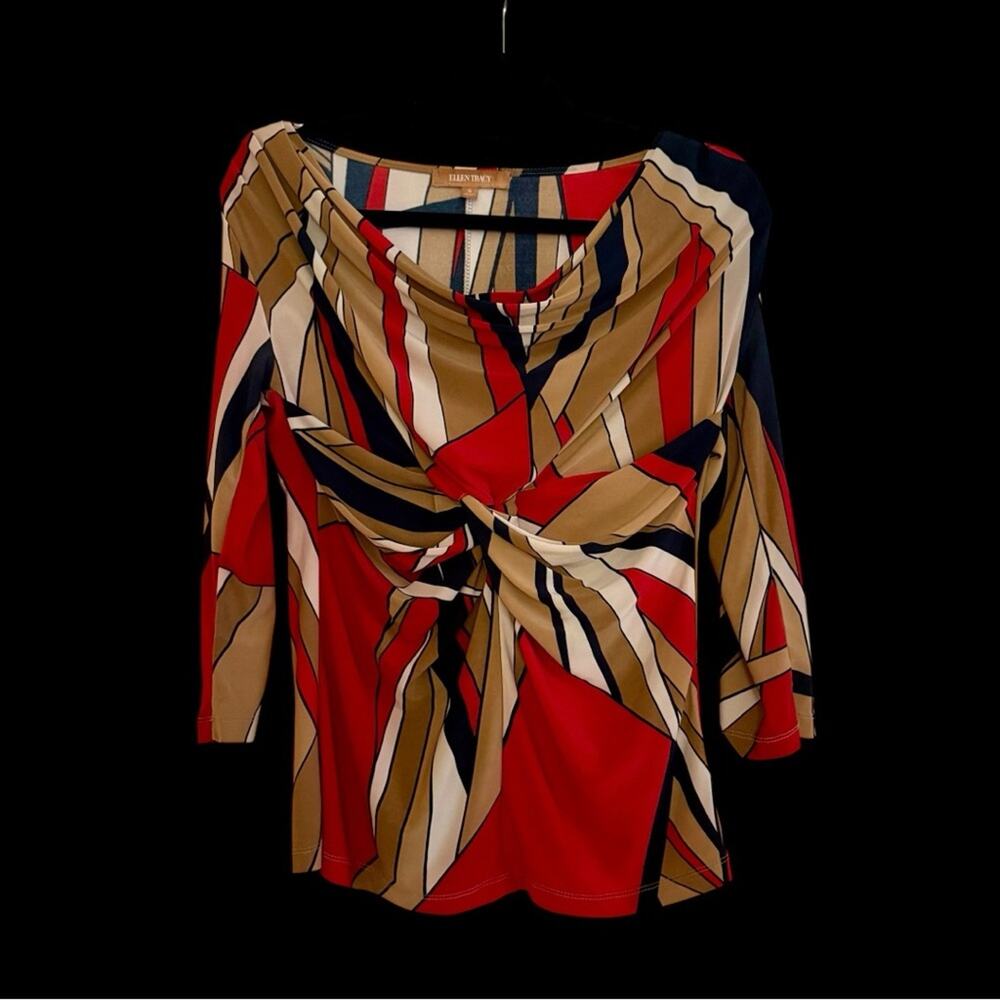 Ellen Tracy Multicolor Geometric Blouse